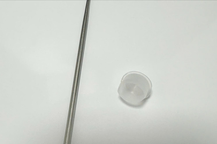 Hình ảnh dị vật (bên phải) được lấy ra từ mũi bệnh nhi. Ảnh BV