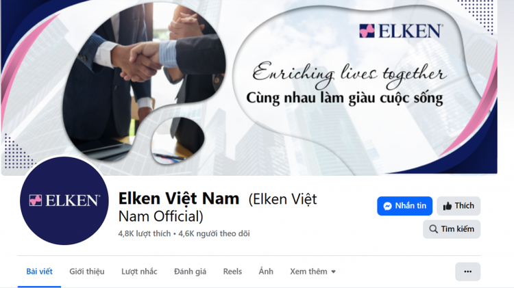 Một trang mạng xã hội của Công ty TNHH Elken International Việt Nam (Ảnh CAND).