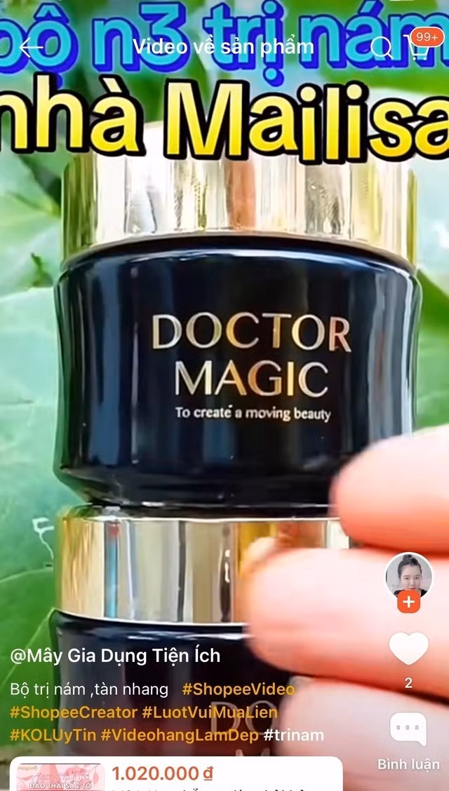 Sản phẩm của MK Skincare trên website của doanh nghiệp. Ảnh chụp màn hình/Nguồn moh.gov.vn