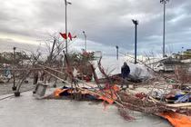 Quất, đào đổ la liệt sau cơn gió mạnh, tiểu thương lo mất Tết