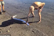 "Quái ngư tận thế" bất ngờ dạt vào bờ biển, dân đổ xô tới xem 