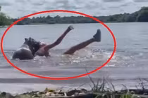 Đang bơi, người phụ nữ gặp chuyện kinh hãi