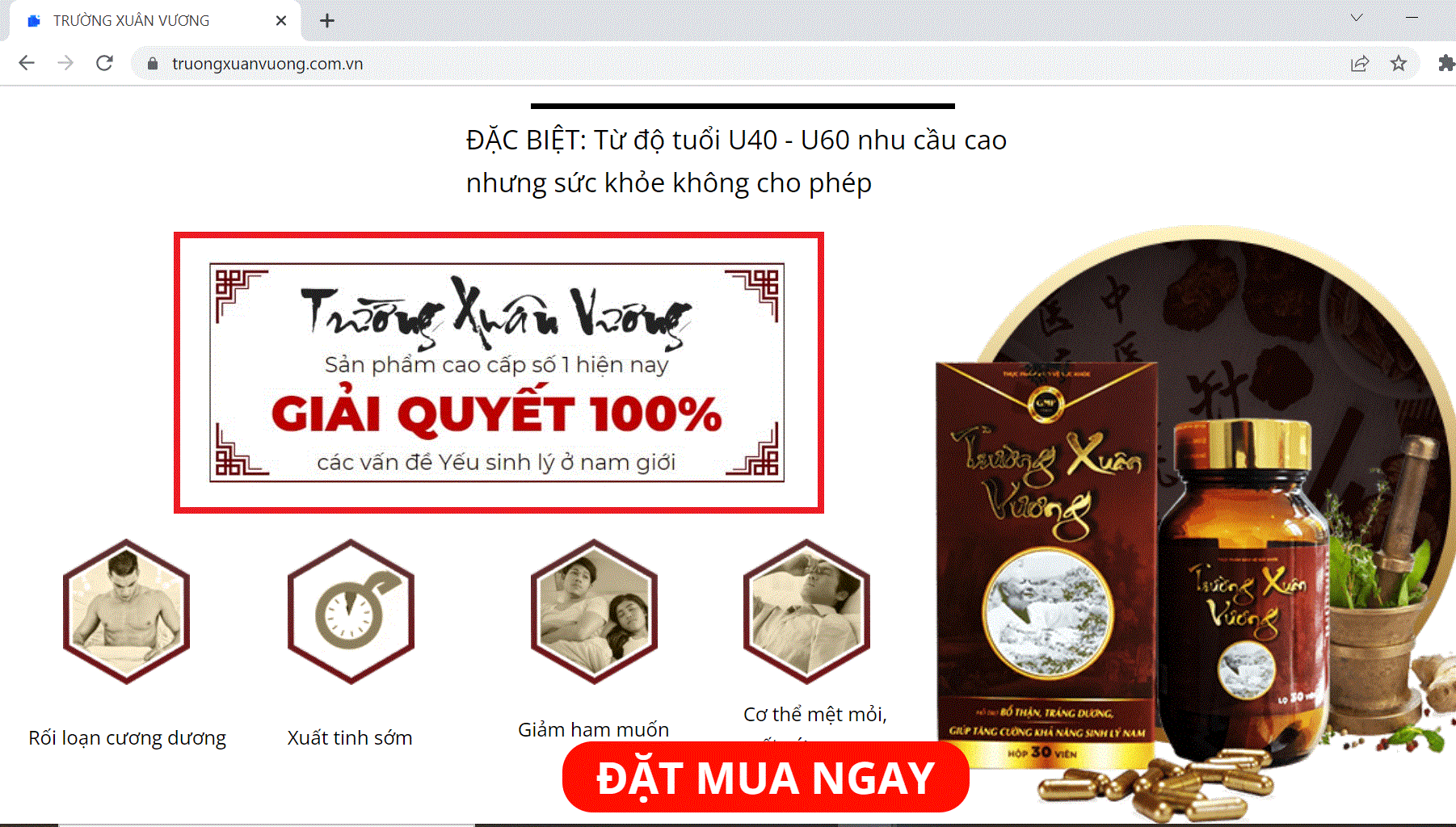 Website không chỉ “nổ” công dụng mà còn sử dụng các từ ngữ vi phạm Luật Quảng cáo.