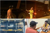 Xử phạt tài xế xe tải để nước chảy xuống đường, gây nguy hiểm