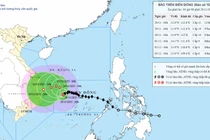 Bão số 15 với sức gió giật cấp 14 di chuyển chậm về Tây Tây Nam