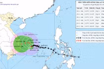 Bão số 15 với sức gió giật cấp 14 di chuyển chậm về Tây Tây Nam