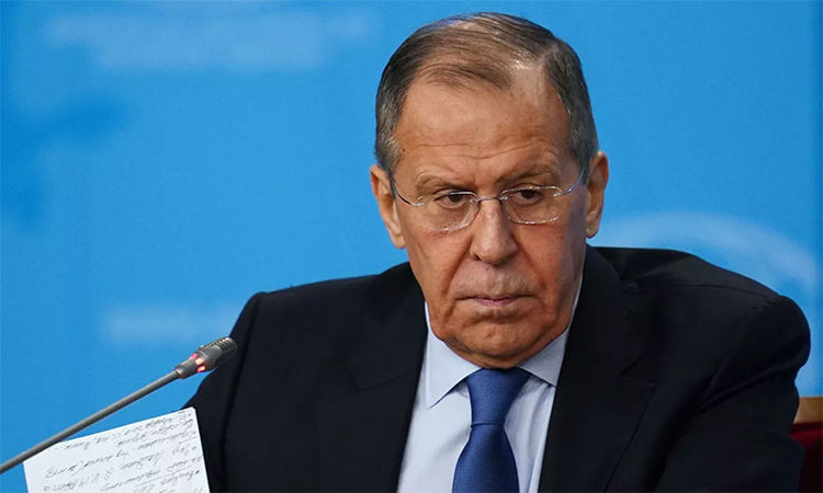 Ngoại trưởng Nga Sergey Lavrov trong buổi họp báo ngày 17/1 tại Moskva. Ảnh: RIA Novosti.