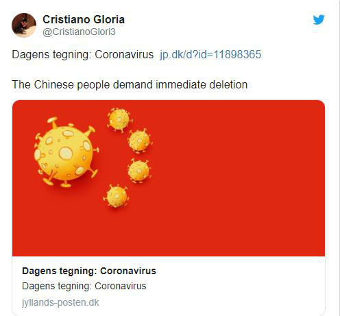 Báo Đan Mạch chế cờ Trung Quốc bằng virus Corona, ĐSQ Trung Quốc đáp trả: Vô cảm - Ảnh 1.