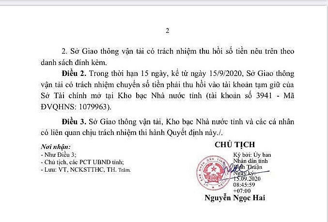 binh thuan yeu cau so giao thong van tai thu hoi khoan 15 chi phi quan ly du an giai doan 2013 2016
