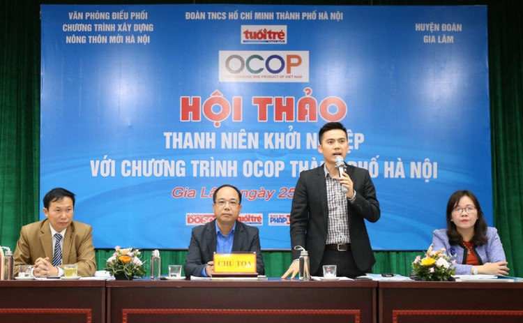 Đồng chí Lý Duy Xuân, Phó Bí thư Thành đoàn Hà Nội phát biểu tại chương trình