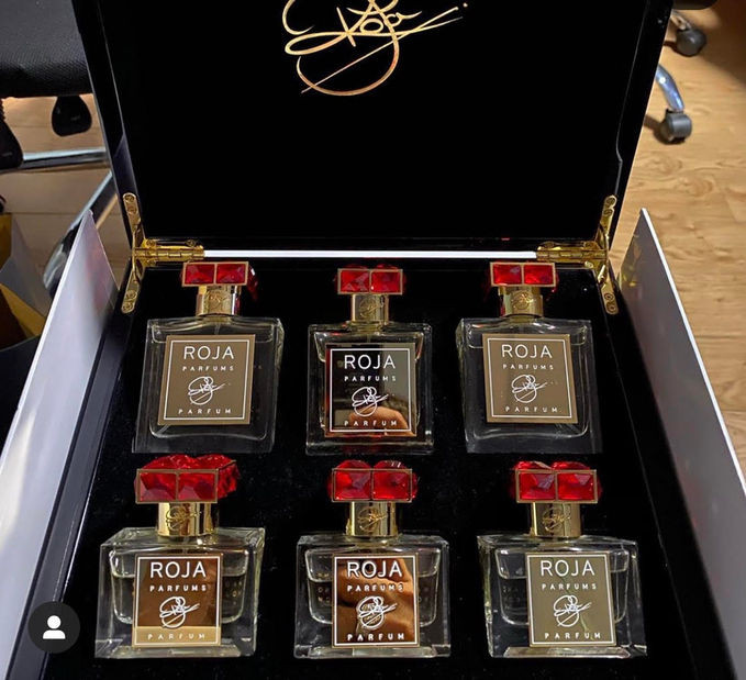 Sáu chai nước hoa dung tích từ 30 ml - 100 ml Trấn Thành vừa săn được. Ảnh: Instagram Trấn Thành.