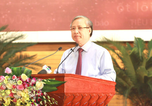 Ủy viên Bộ Chính trị, Thường trực Ban Bí thư Trần Quốc Vượng phát biểu. Ảnh: VGP/Nguyễn Hoàng