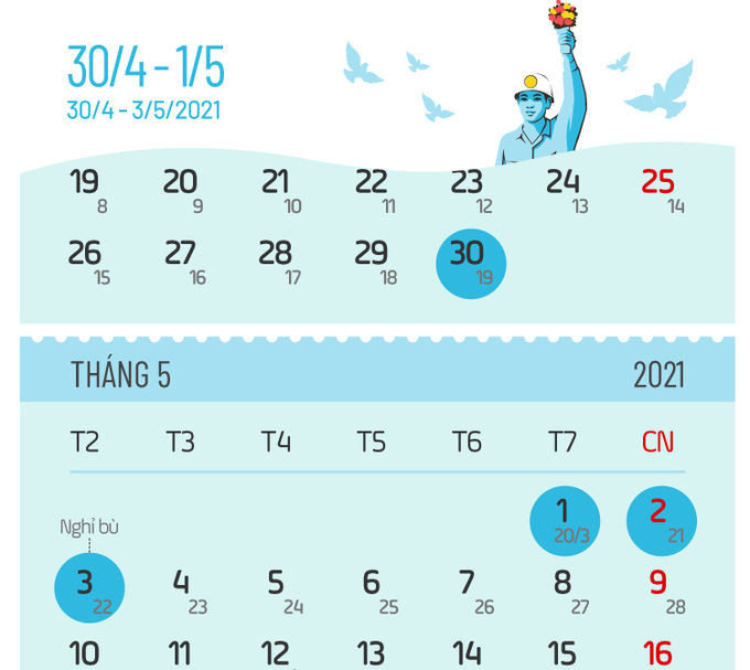 Các ngày nghỉ lễ năm 2021 - 6