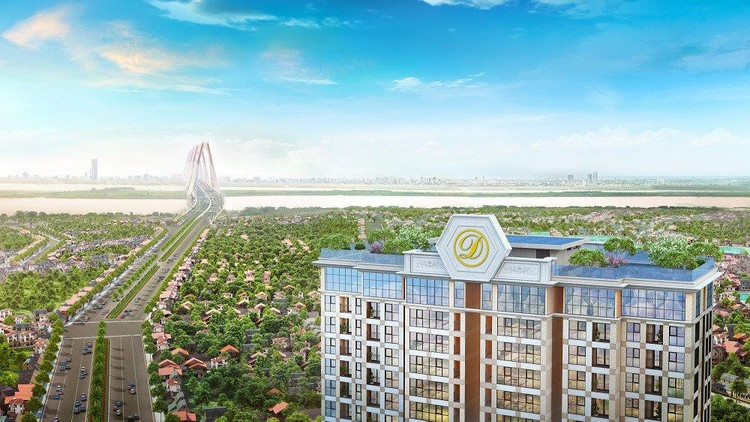 Tầm nhìn bao trọn sông Hồng, cầu Nhật Tân và trung tâm thành phố từ D’. El Dorado.