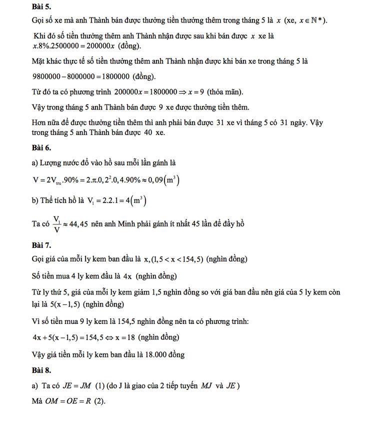 TP.HCM: Gợi ý đáp án đề thi môn Toán vào lớp 10 THPT - 3
