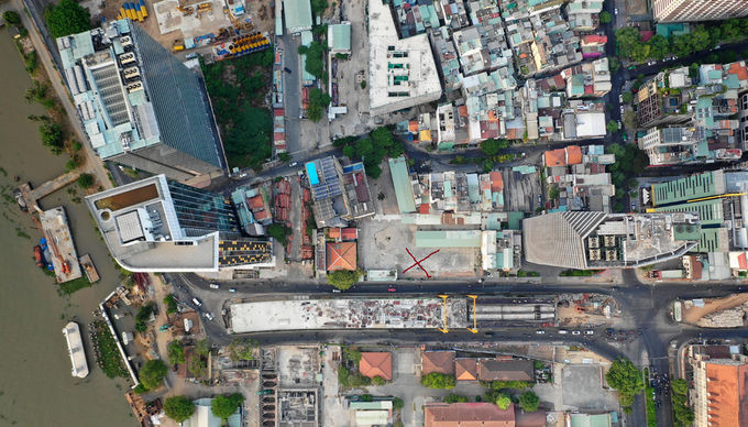 Khu đất số 7-9 (dấu đỏ). Ảnh: Hữu Khoa.