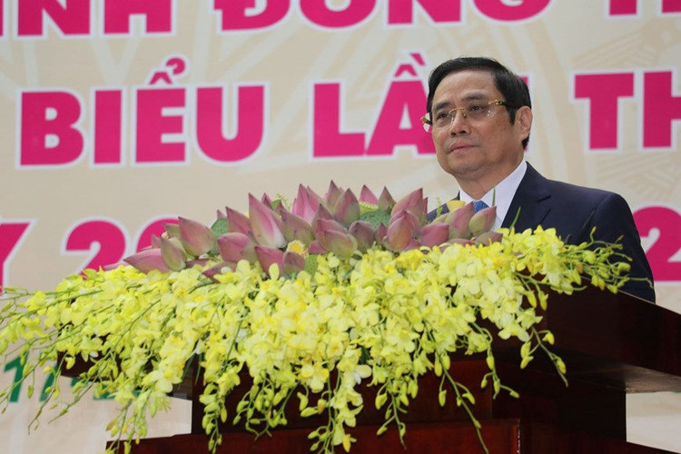 Ủy viên Bộ Chính trị, Bí thư Trung ương Đảng, Trưởng Ban Tổ chức Trung ương Phạm Minh Chính phát biểu chỉ đạo đại hội. Ảnh: TTXVN