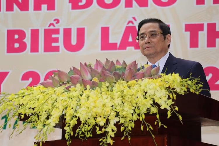 Ủy viên Bộ Chính trị, Bí thư Trung ương Đảng, Trưởng Ban Tổ chức Trung ương Phạm Minh Chính phát biểu chỉ đạo đại hội. Ảnh: TTXVN