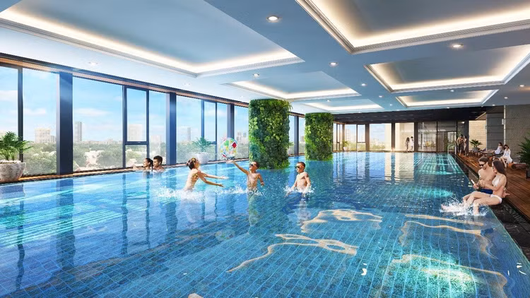 Bể bơi bốn mùa với chiều dài hơn 50m – đạt tiêu chuẩn thi đấu Olympic.