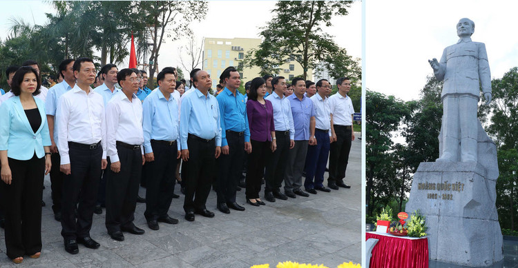 Thủ tướng dâng hương tưởng nhớ đồng chí Hoàng Quốc Việt-người chiến sĩ Cộng sản trung kiên, nhà lãnh đạo tiền bối của Đảng và cách mạng Việt Nam. Ảnh: VGP