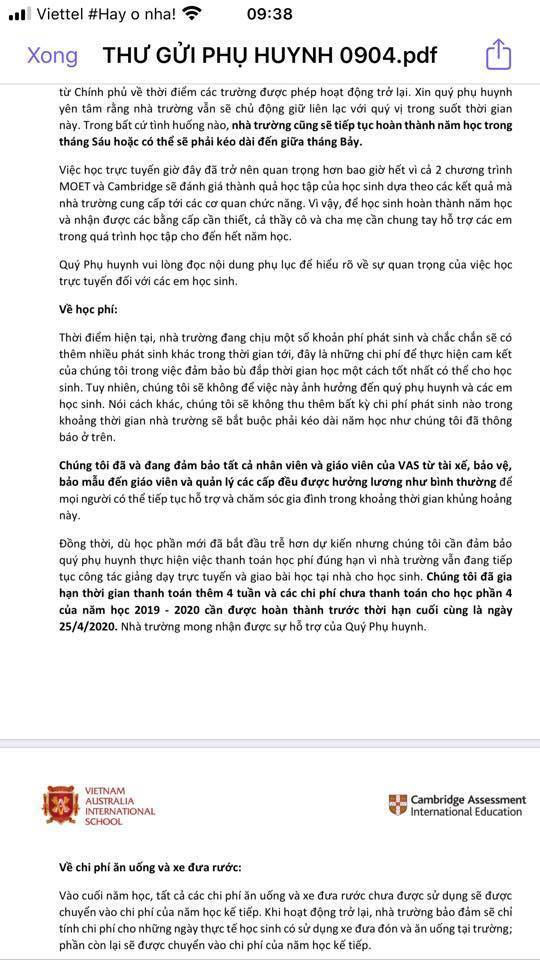 Phụ huynh bất bình vì đóng cả trăm triệu giữa mùa dịch, trường không bớt cả tiền ăn