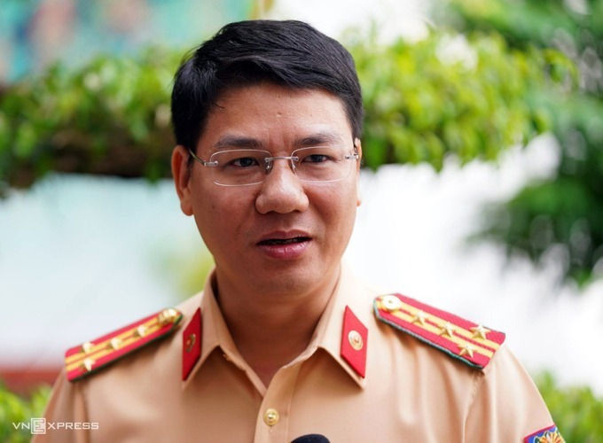 Đại tá Đỗ Thanh Bình, Cục phó Cục CSGT trả lời phỏng vấn báo chí hồi đầu tháng 7. Ảnh: Bá Đô