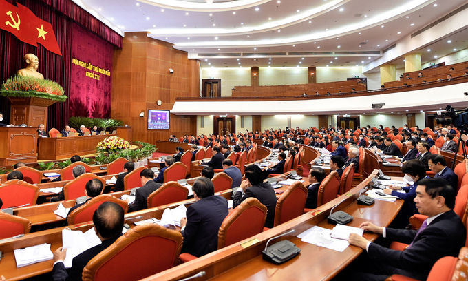 Hội nghị Trung ương 14, khóa XII khai mạc sáng 14/12 tại Hà Nội. Ảnh: TTX