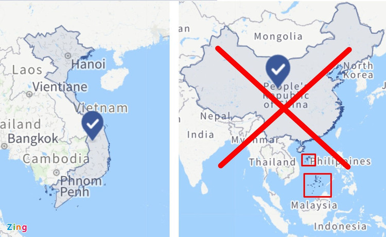 Facebook lai xoa Hoang Sa, Truong Sa khoi ban do Viet Nam hinh anh 1 facebook_zing.jpg