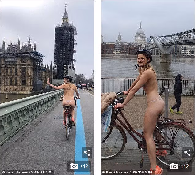 Cô gái gần như khoả thân, đạp xe quanh London giữa lạnh giá 10 độ C vì lý do bất ngờ - ảnh 3