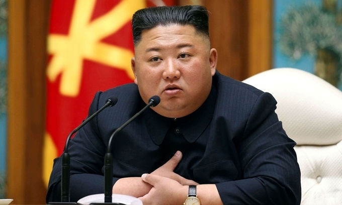 Kim Jong-un tại cuộc họp đảng ở Bình Nhưỡng ngày 11/4. Ảnh: Reuters.