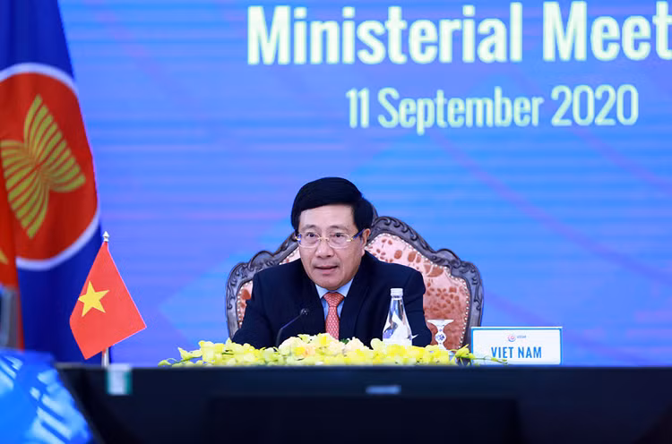 Phó Thủ tướng Phạm Bình Minh phát biểu tại Hội nghị Bộ trưởng Quan hệ đối tác Mekong-Hoa Kỳ lần thứ nhất. Ảnh: VGP/Hải Minh