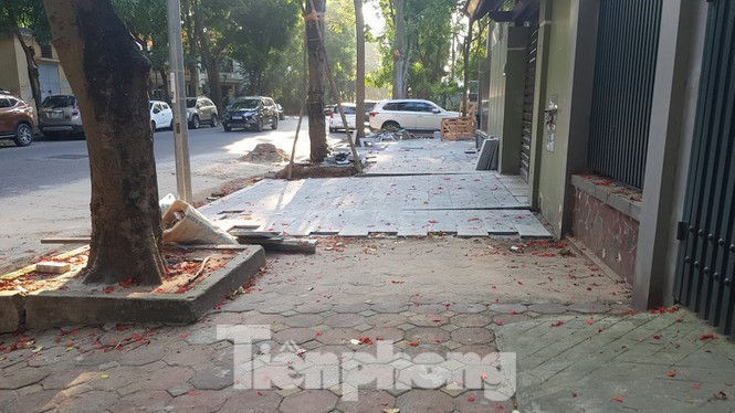 Cận cảnh biệt thự đô thị mẫu Hà Nội 'đua nhau' thay cây xanh, lát vỉa hè sai quy hoạch - ảnh 2