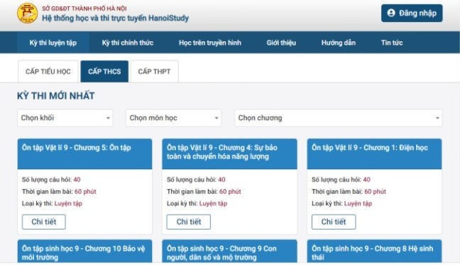 Tra cứu điểm thi lớp 10 qua Cổng điện tử hỗ trợ học và thi trực tuyến của Sở GD-ĐT Hà Nội