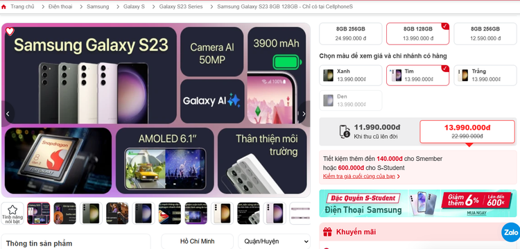 Sieu pham AI nho gon Galaxy S23... co du suc 