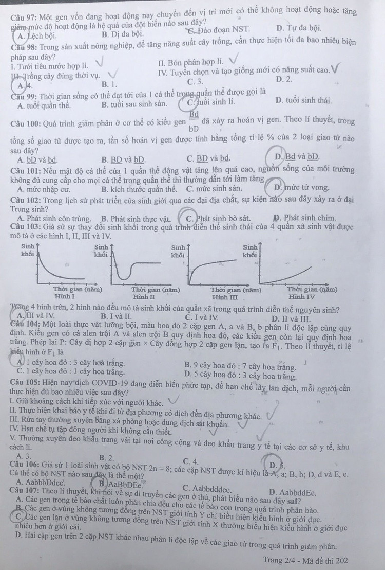 De thi va dap an mon Sinh hoc 2021 anh 2