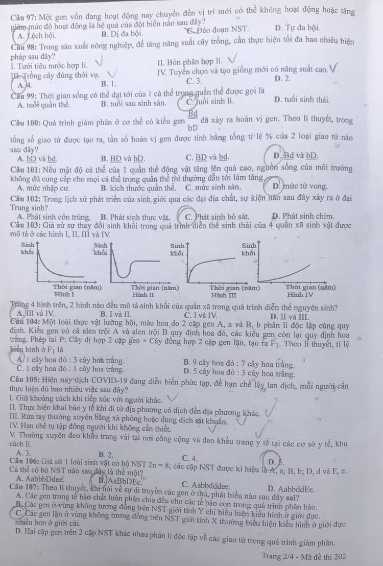 De thi va dap an mon Sinh hoc 2021 anh 2