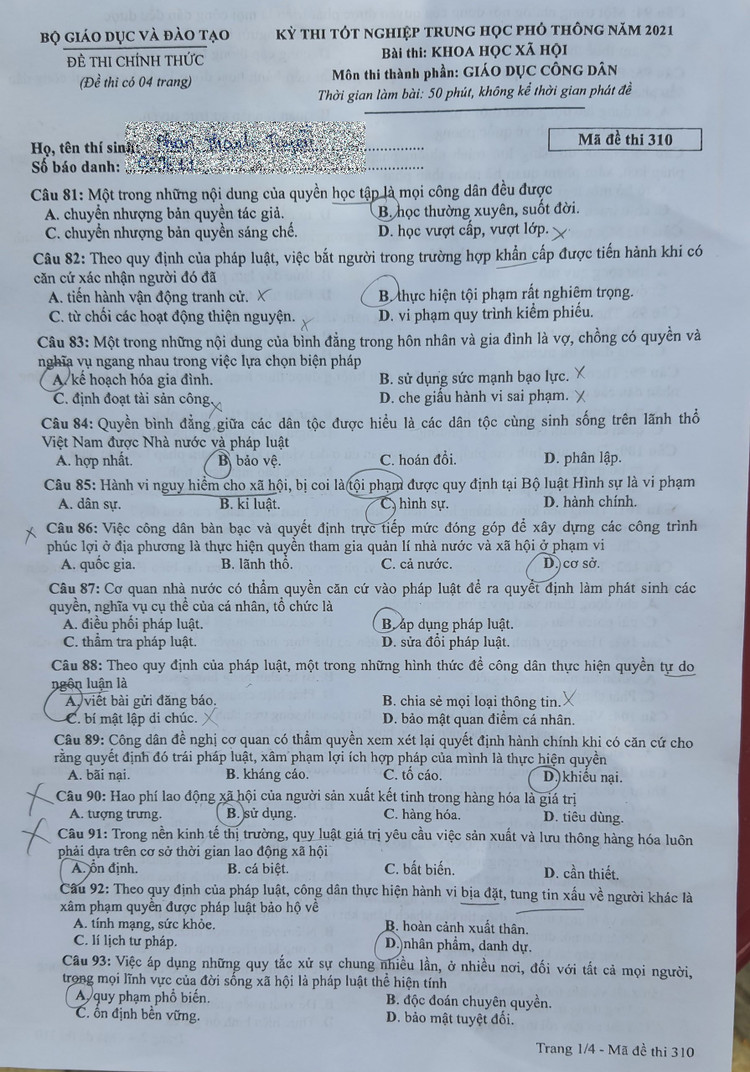 Dap an mon Giao duc Cong dan anh 1