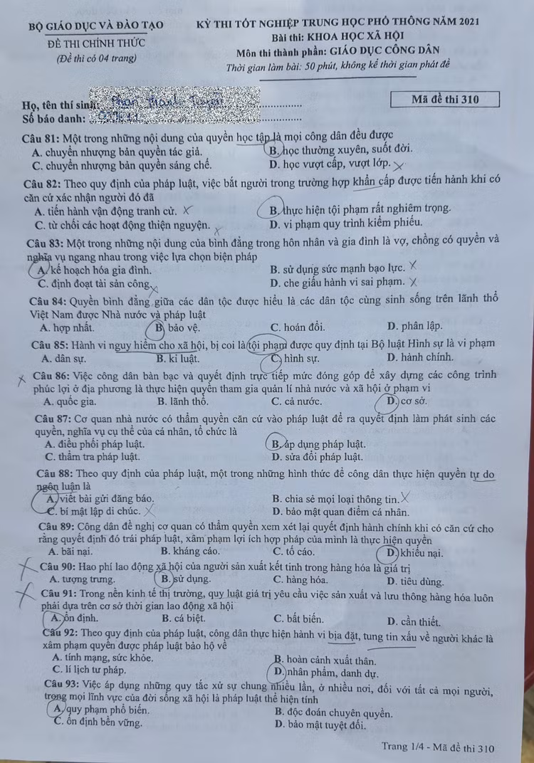 Dap an mon Giao duc Cong dan anh 1