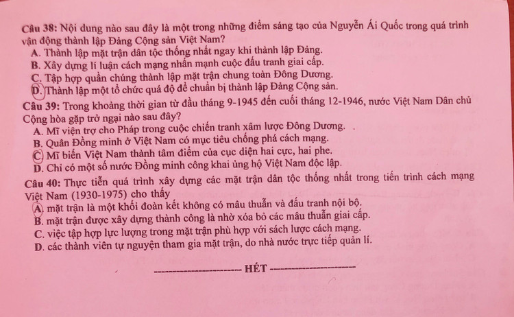 Dap an mon Lich su anh 4