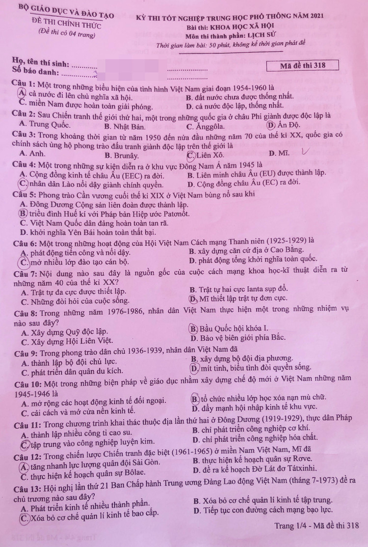 Dap an mon Lich su anh 1