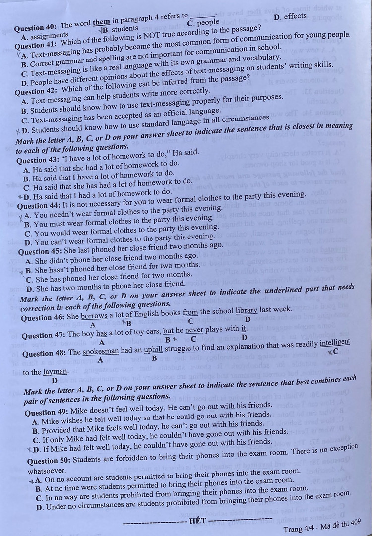 Dap an de thi mon Tieng Anh anh 2