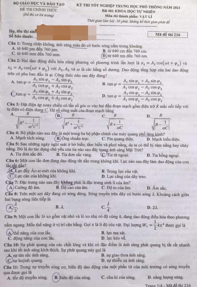 De thi va dap an mon Vat ly 2021 anh 2