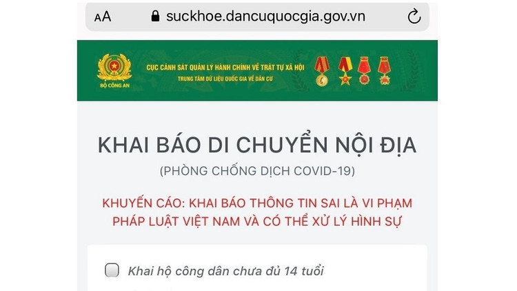 Giao diện ứng dụng kiểm soát vùng dịch do C06 (Bộ Công) an xây dựng /// Ảnh Đình Trường