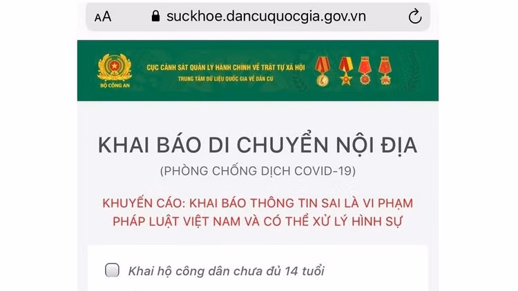 Giao diện ứng dụng kiểm soát vùng dịch do C06 (Bộ Công) an xây dựng /// Ảnh Đình Trường