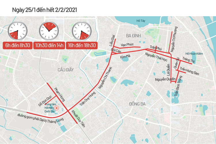 Bản đồ cấm đường phục vụ Đại hội Đảng ảnh 2