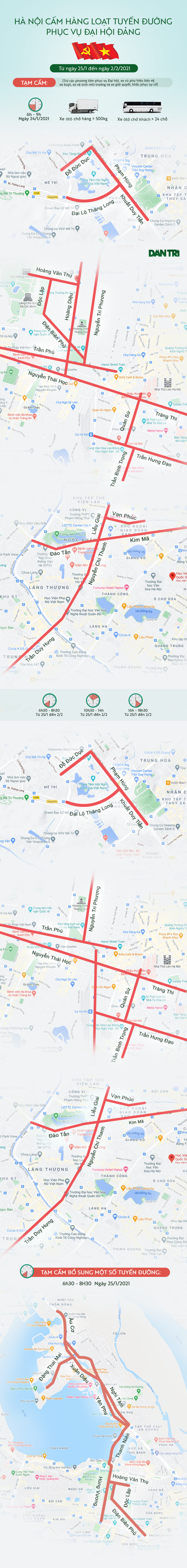 Hà Nội cấm những tuyến đường nào trong dịp Đại hội Đảng? - 1