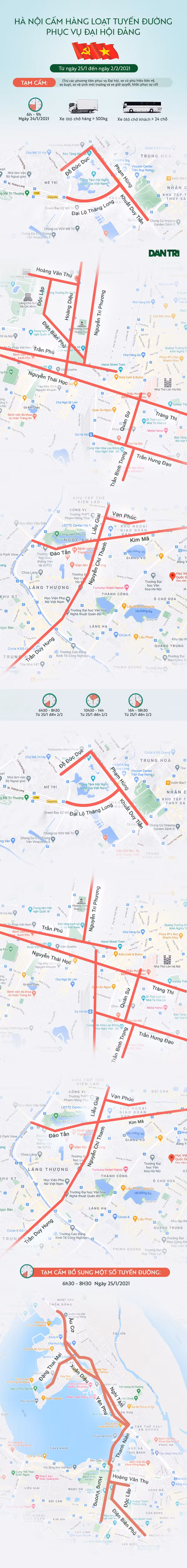 Hà Nội cấm những tuyến đường nào trong dịp Đại hội Đảng? - 1