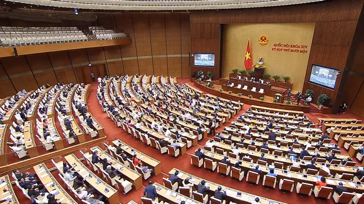 Hình ảnh 1 phiên thảo luận tại kỳ họp thứ 11, Quốc hội khóa XIV, tháng 3/2021. Ảnh: VGP