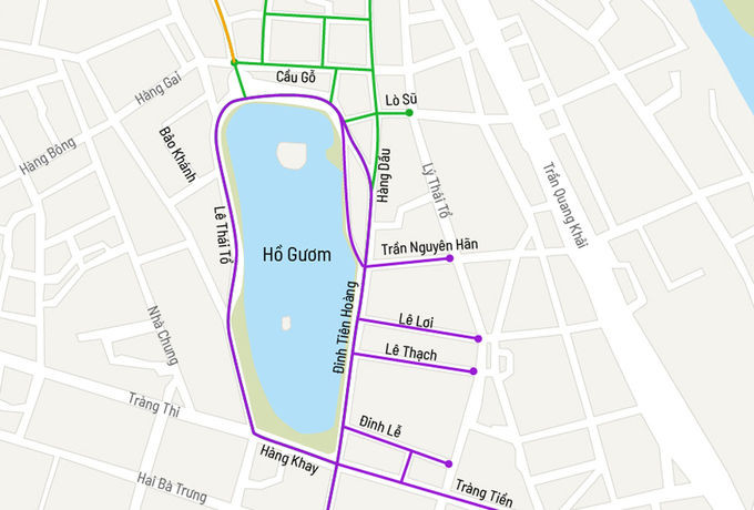 Không gian đi bộ qua ba lần mở rộng tại quận Hoàn Kiếm. Đồ hoạ: Việt Chung