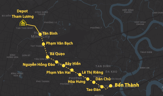 Sơ đồ tuyến Metro Số 2. Đồ hoạ: Thanh Huyền.